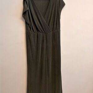 Olive Green V-Neck Women's Jumpsuit